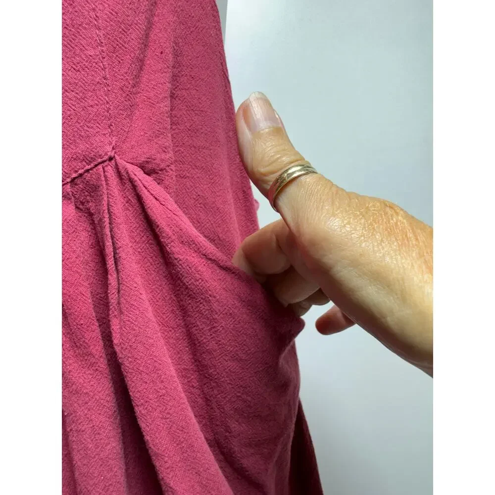 Women’s Jumpsuit Romper Sz XL Wide Leg Baggy Lagenlook Boho Wine Color Beach - Picture 2 of 10